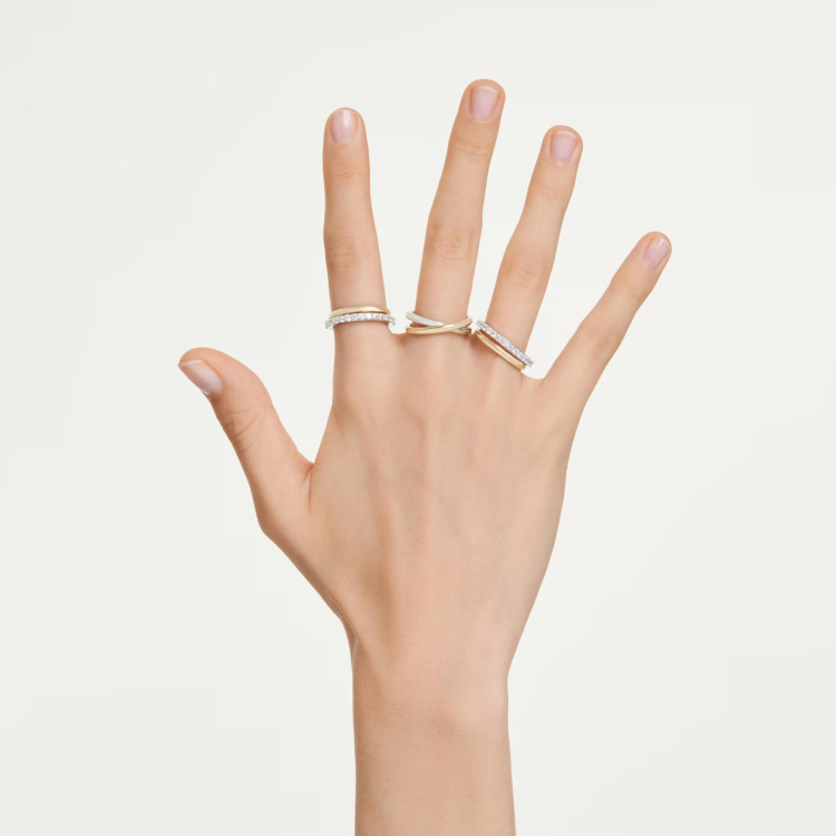 Hyperbola cocktail ring Round cut, White, Mixed metal finish